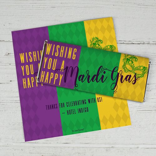 Personalized Happy Mardi Gras Chocolate Bar Wrappers