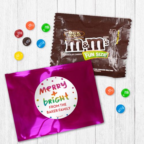 Personalized Christmas Merry and Bright - Milk Chocolate M&Ms