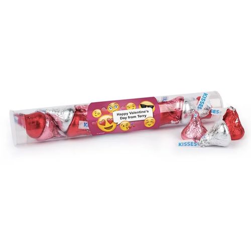 Personalized Valentine's Day Emoji Gumball Tube with Hershey's Kisses