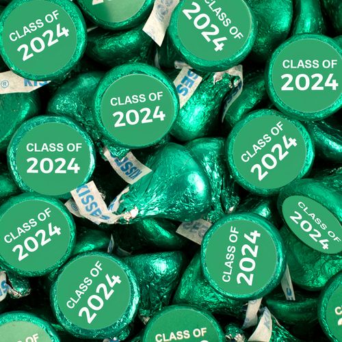 Green Graduation Class of Hershey's Kisses Candy - Assembled 100 Pack