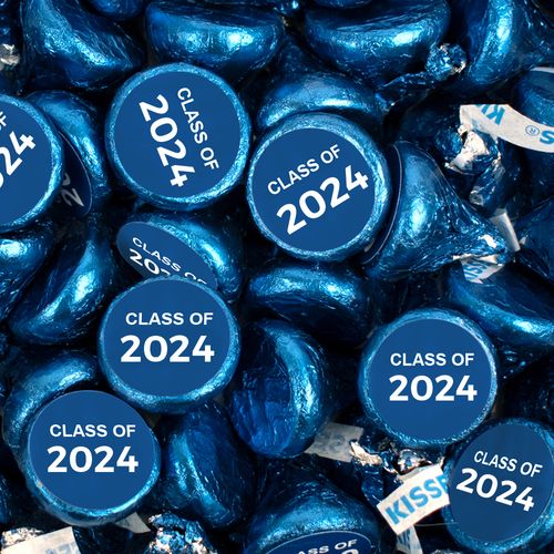 Blue Graduation Class of Hershey's Kisses Candy - Assembled 100 Pack