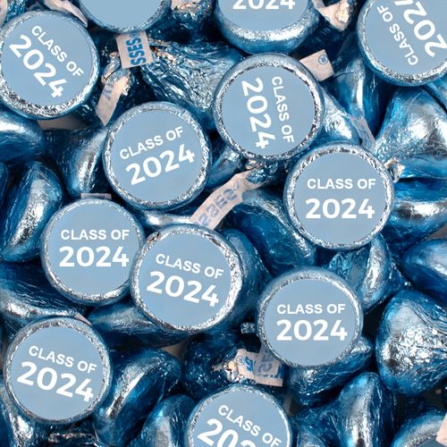 Light Blue Graduation Class of Hershey's Kisses Candy - Assembled 100 Pack