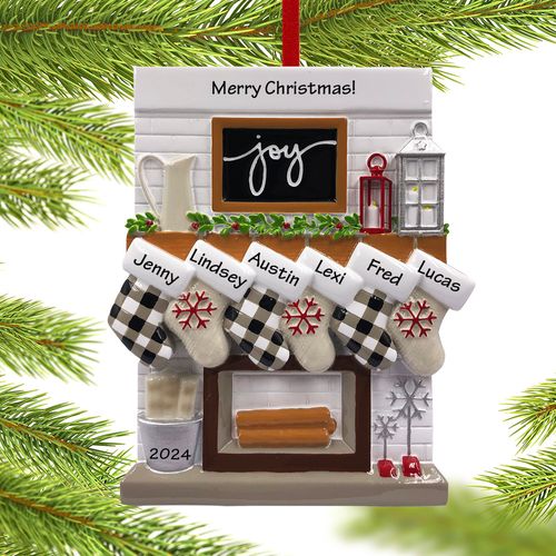 Personalized Fireplace Mantel Family of 6