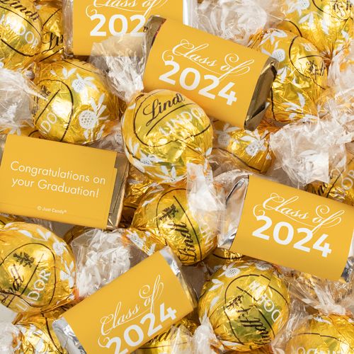 Yellow Graduation Chocolate Mix - Hershey's Miniatures and Lindor Truffles - 77 Pieces