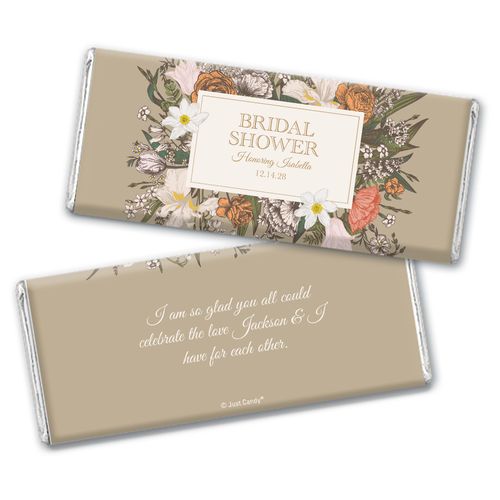 Personalized Rustic Florals Bridal Shower Favor Chocolate Bar