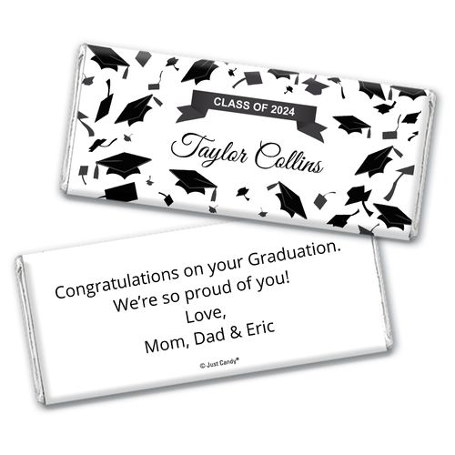 Graduation Personalized Chocolate Bar Tossed Caps