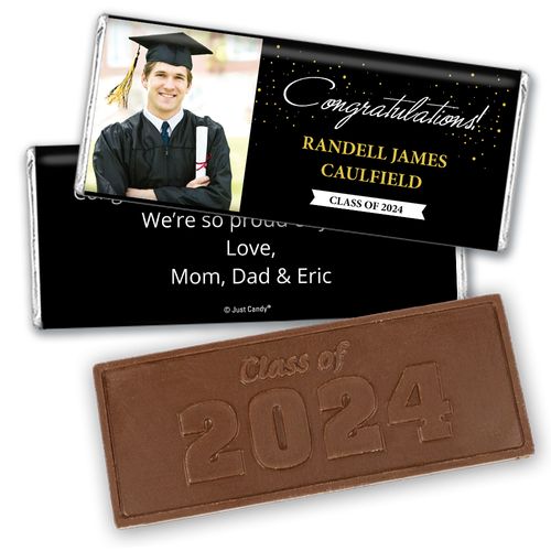 Graduation Personalized Embossed Chocolate Bar Confetti Photo