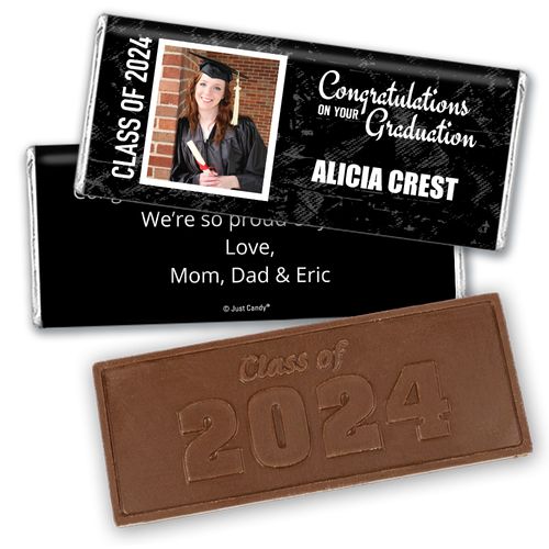 Graduation Personalized Embossed Chocolate Bar Photo Floral Background