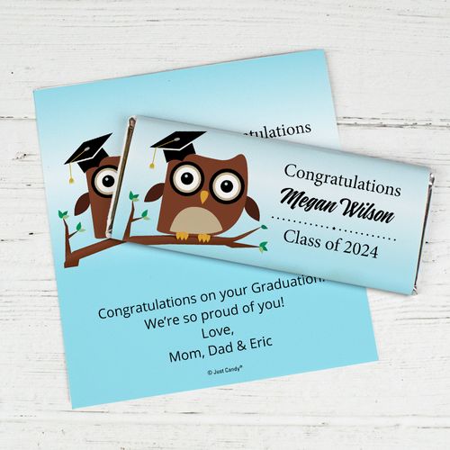 Graduation Owl Personalized Candy Bar - Wrapper Only