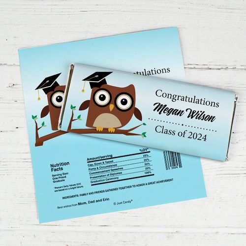 Graduation Owl Personalized Candy Bar - Wrapper Only