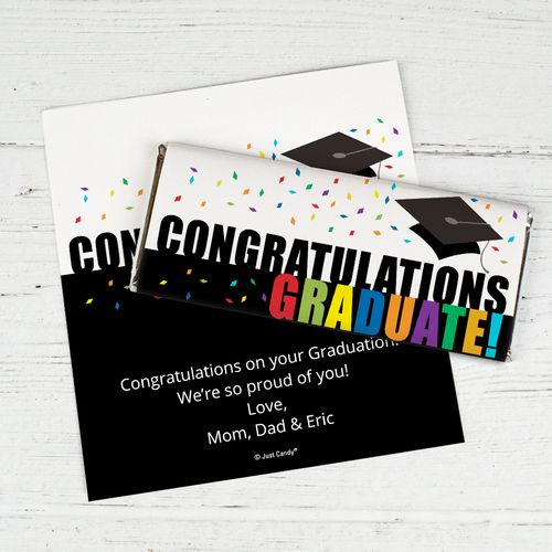Personalized Graduation Confetti Chocolate Bar Wrappers