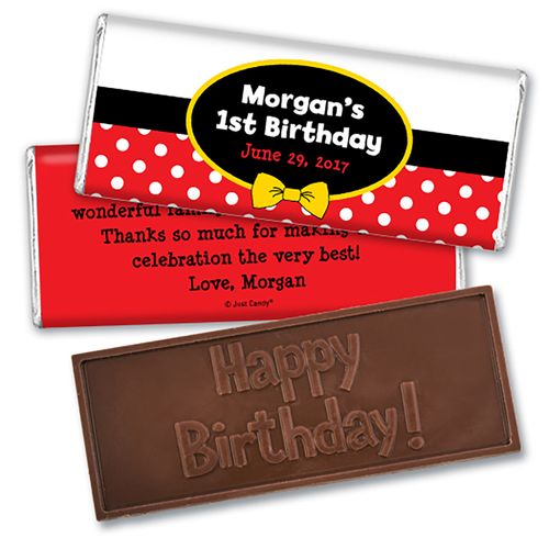 His Mousey Birthday Personalized Embossed Chocolate Bar Assembled