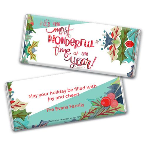 Personalized Chocolate Bar & Wrapper - Christmas Wonderful Time
