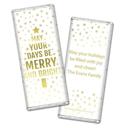 Personalized Bonnie Marcus Chocolate Bar & Wrapper - Christmas Glittery Gold