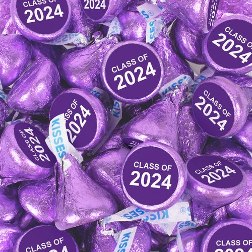 Purple Graduation Class of DHershey's Kisses Candy - Assembled 100 Pack