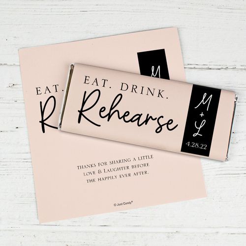 Personalized Wedding - Eat-Drink-Rehearse Chocolate Bar Wrappers