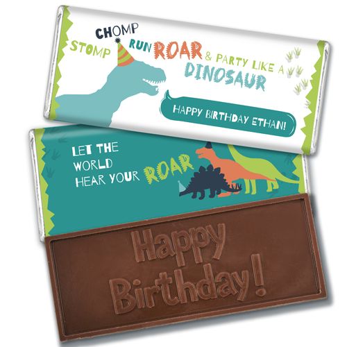 Personalized Dinosaur Birthday Embossed Chocolate Bars