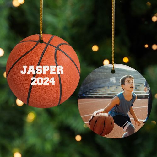 Personalized Basketball Photo Holiday Ornament