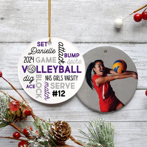 Personalized Volleyball Word Cloud Holiday Ornament