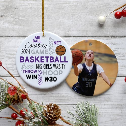 Personalized Basketball Word Cloud Holiday Ornament