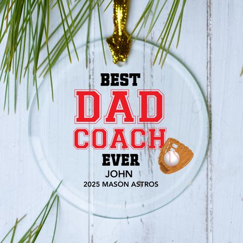 Personalized Best Dad Coach Holiday Ornament
