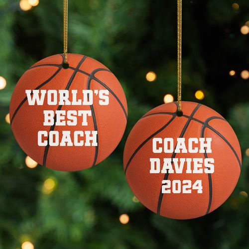 Personalized Worlds Best Basketball Coach Holiday Ornament