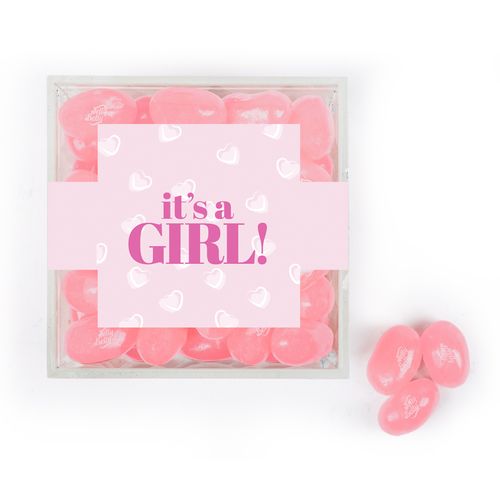 Personalized It's A Girl! JUST CANDY® favor cube with Jelly Belly Jelly Beans