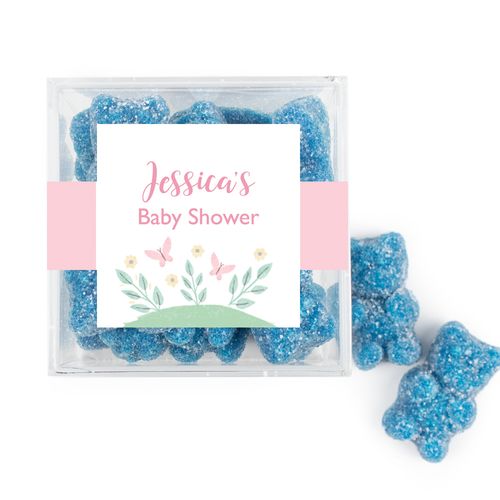 Personalized Baby Shower Forest Fun Favor Cube with Sanded Gummy Bears