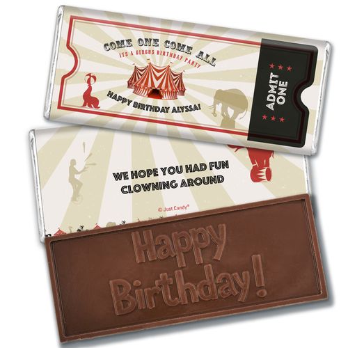 Personalized Circus Birthday Embossed Chocolate Bars