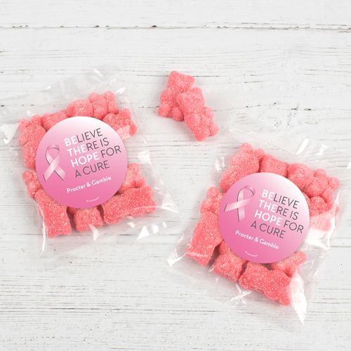 Personalized Breast Cancer Awareness Candy Bag with Gummy Bears - Be The Hope