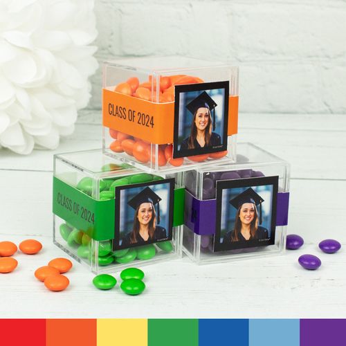 Personalized Graduation JUST CANDY® favor cube with Just Candy Milk Chocolate Minis