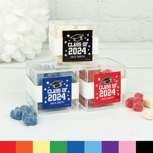 Personalized Graduation JUST CANDY® favor cube with Gummy Bears