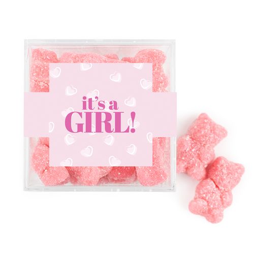 Personalized It's a Girl! Favor Cube with Gummy Bears