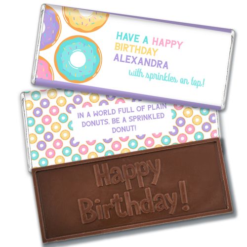 Personalized Kids Birthday Donut Party Embossed Chocolate Bars