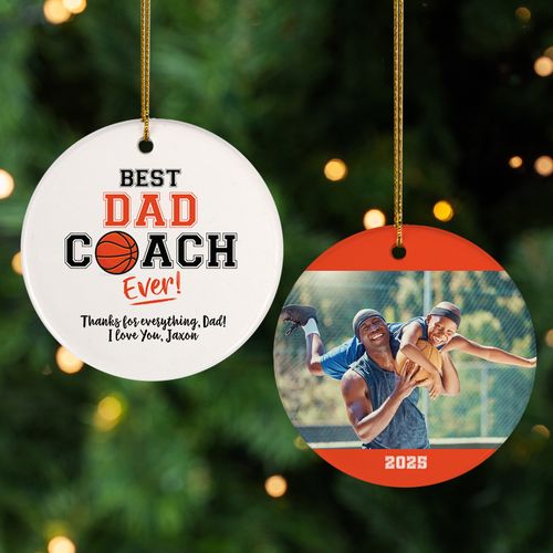 Personalized Best Dad Coach Basketball Holiday Ornament