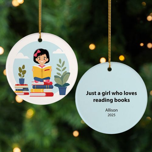 Girl Reading Holiday Ornament