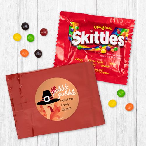 Personalized Thanksgiving Gobble Gobble Skittles