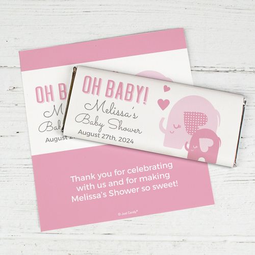 Personalized Elephant Hearts Baby Shower Chocolate Bar Wrappers