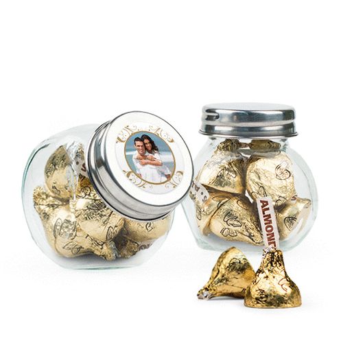 Personalized 50th Anniversary Favor Assembled Mini Side Jar Filled with Hershey's Kisses