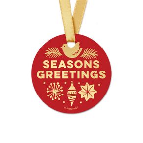 Personalized Christmas Seasons Greetings Round Favor Gift Tags (20 Pack)