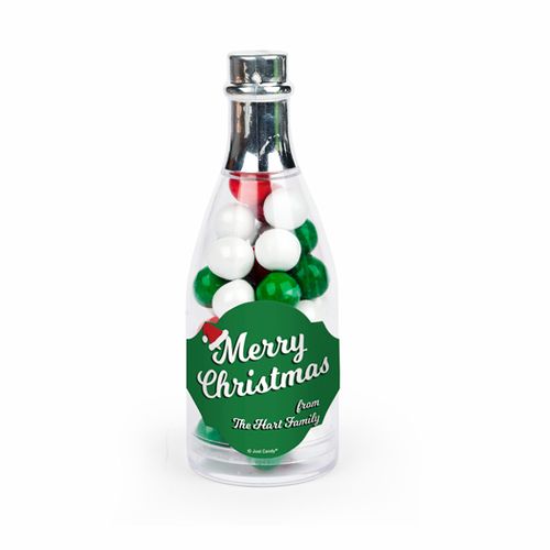 Personalized Christmas Retro Champagne Bottle with Sixlets Candies (25 Pack)