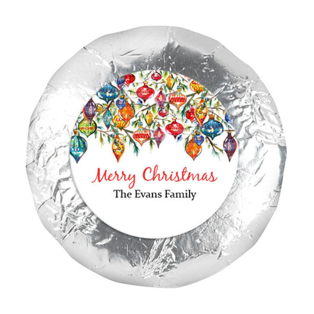 Personalized 1.25" Stickers Christmas Ornaments (48 Stickers