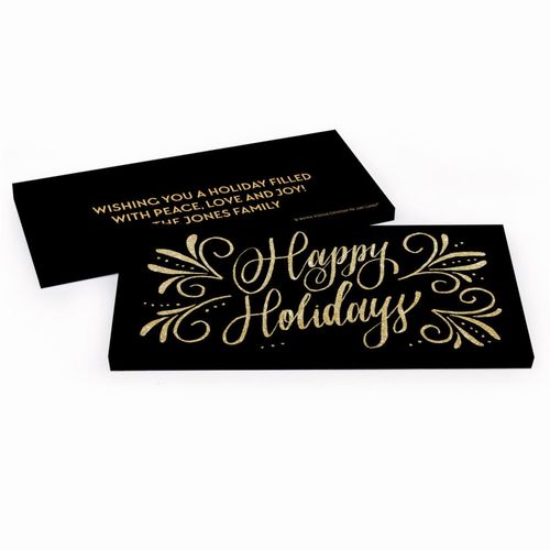Deluxe Personalized Happy Holidays Chocolate Bar in Gift Box