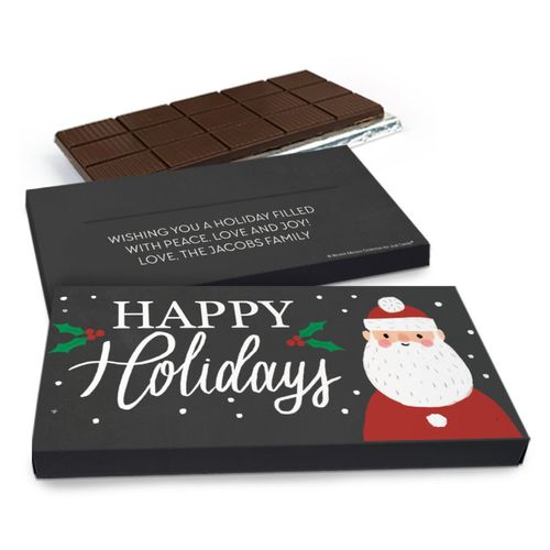 Deluxe Personalized Bonnie Marcus Snowy Santa Chocolate Bar in Gift Box (3oz Bar)