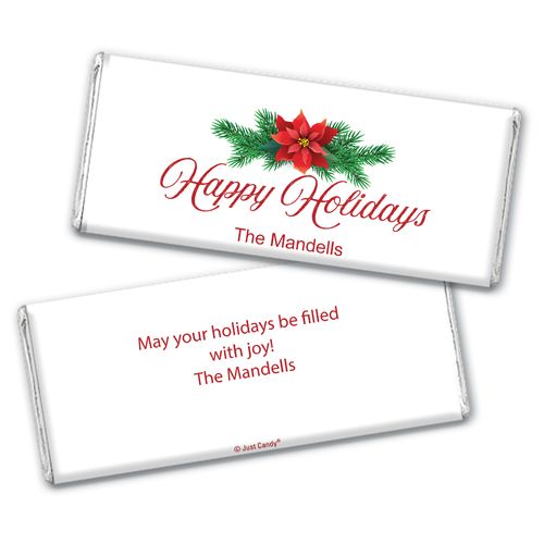 Personalized Christmas Poinsettia Chocolate Bar Wrappers Only