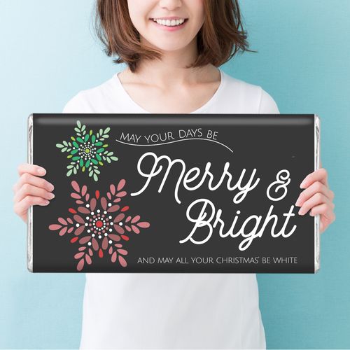 Personalized Merry & Bright Christmas Giant 5lb Hershey's Chocolate Bar