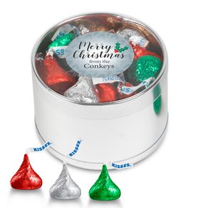 Personalized Merry Christmas Gift Tin Hershey's Kisses Holiday Mix