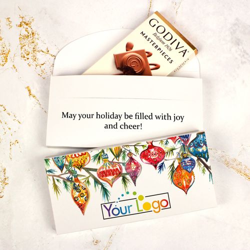 Deluxe Personalized Add Your Logo Ornaments Christmas Godiva Chocolate Bar in Gift Box