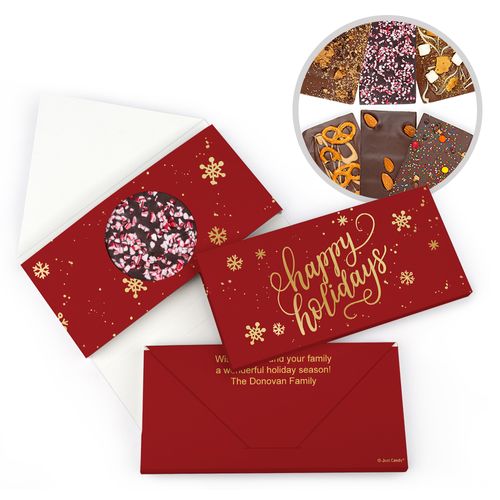 Personalized Happy Holidays Gourmet Infused Belgian Chocolate Bars (3.5oz)