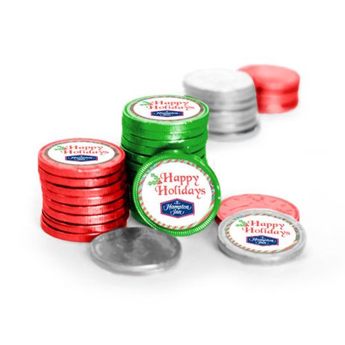 Personalized Chocolate Coins - Christmas Stripes (84 Pack)